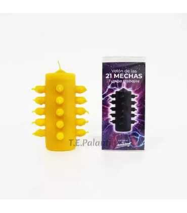 Bougie jaune à 21 mèches pour éliminer les tâches économiques et financières