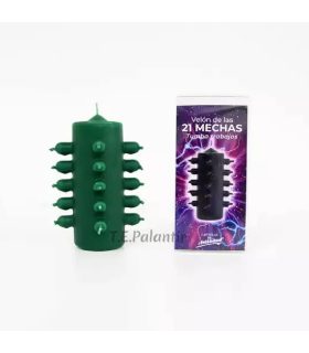 Velón 21 mechas verde para tumbar trabajos de temas laborales