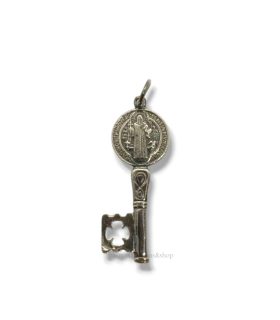 St. Benedict key pendant in 925 sterling silver.