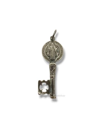St. Benedict key pendant in 925 sterling silver.