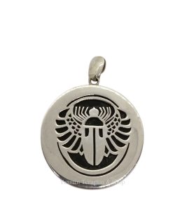 Egyptian scarab pendant in sterling silver and black onyx