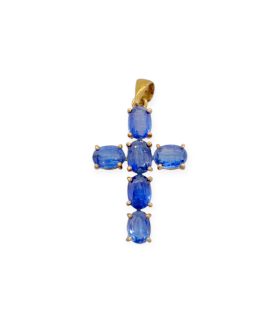 carved kyanite cross in sterling silver