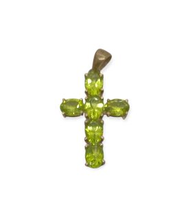 olivine cross carved in sterling silver