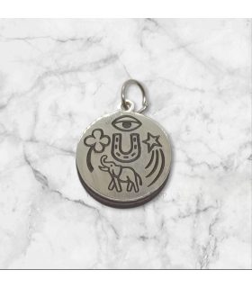 Protective Amulet Pendant in Steel and Shungite