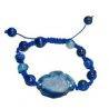 Blue Agate Center Shamballa Bracelet